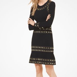 MICHAEL Michael Kors black gold studded dress XS